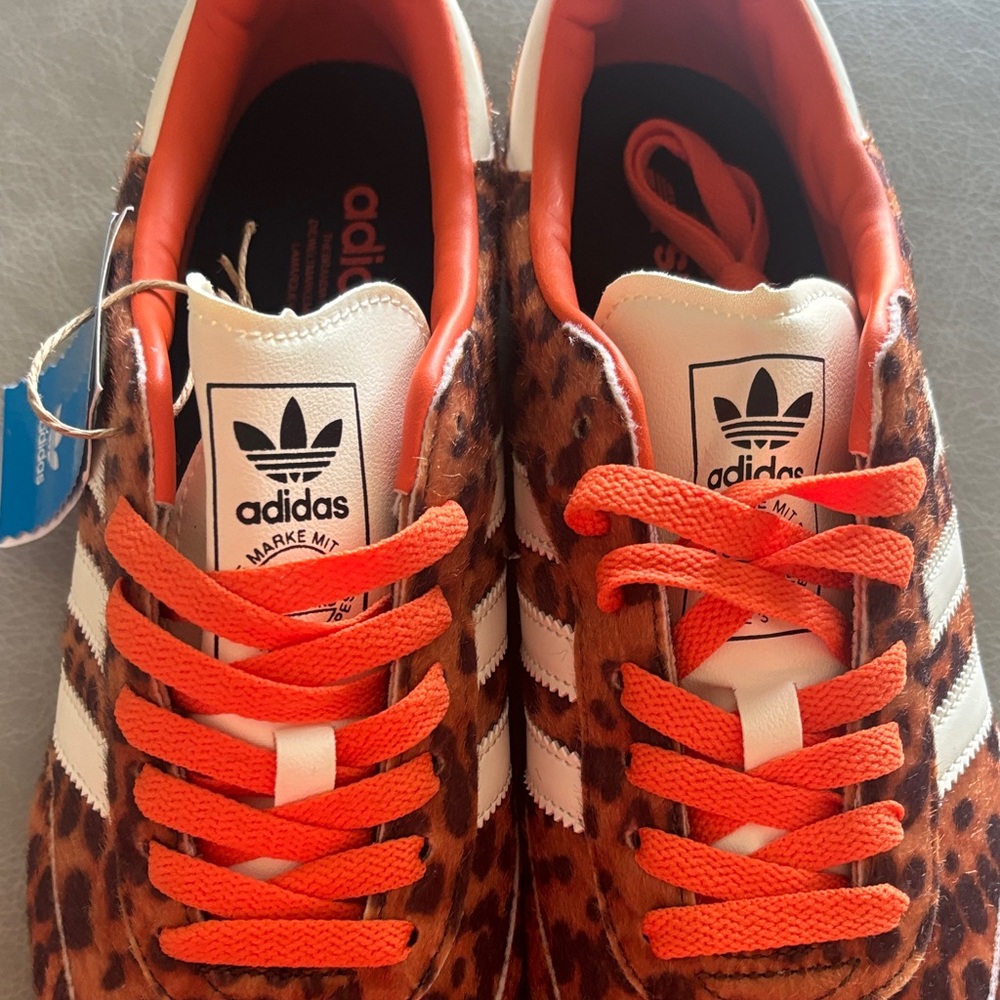 Adidas Leopard Print Sneakers with Orange Highlights - Picture 2 of 7